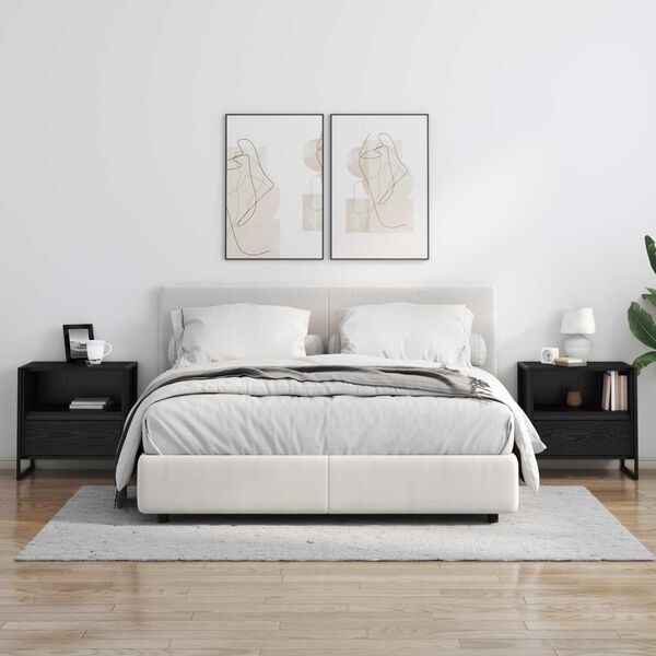 vidaXL &Eacute;jjeli asztal fi&oacute;kkal Fekete t&ouml;lgy 50 x 39,5 x 50 cm Faanyag