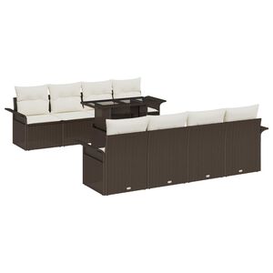 vidaXL Kerti Kanap&eacute; Szett p&aacute;rn&aacute;val t&aacute;rol&oacute;val 9 pcs Barna Poli rattan