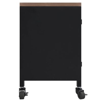 vidaXL fekete vas és tömör fenyőfa TV-szekrény 110 x 30 x 43 cm