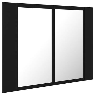 vidaXL fekete akril LED-es fürdőszobaszekrény tükörrel 60x12x45 cm