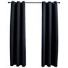 vidaXL 2 db fekete sz&ouml;vet s&ouml;t&eacute;t&iacute;tő f&uuml;gg&ouml;ny gyűrűkkel 97 x 213 cm