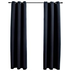 vidaXL 2 db fekete sz&ouml;vet s&ouml;t&eacute;t&iacute;tő f&uuml;gg&ouml;ny gyűrűkkel 97 x 213 cm