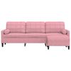 vidaXL 3 személyes rózsaszín bársonykanapé lábtartóval 210 cm