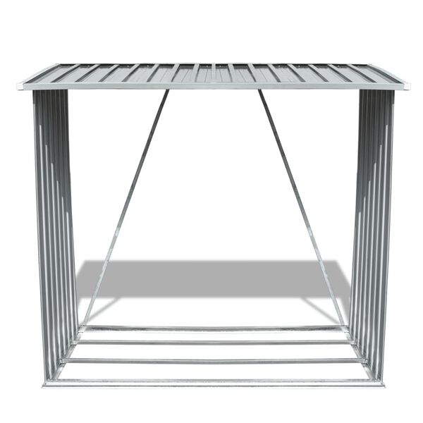 vidaXL horganyzott ac&eacute;l kerti tűzifa t&aacute;rol&oacute; sz&uuml;rke