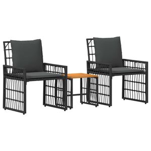 vidaXL K&uuml;lt&eacute;ri B&uacute;tor Szett 3 pcs Fekete &eacute;s S&ouml;t&eacute;tsz&uuml;rke