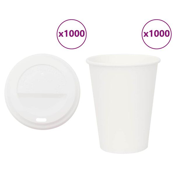vidaXL 1000 db papír kávéscsészék fedővel 12oz 300ml