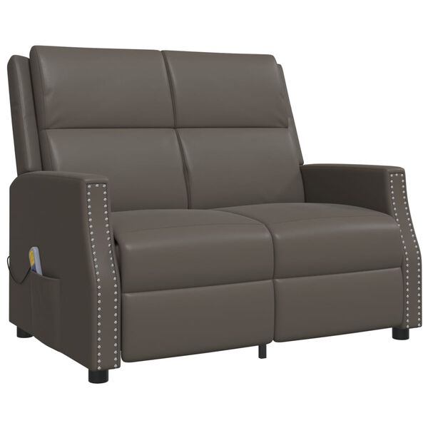 vidaXL 2 személyes szürke műbőr dönthető masszázsfotel