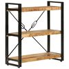 vidaXL 3 szintes t&ouml;m&ouml;r mang&oacute;fa &eacute;s vas k&ouml;nyvespolc 77x30x80 cm