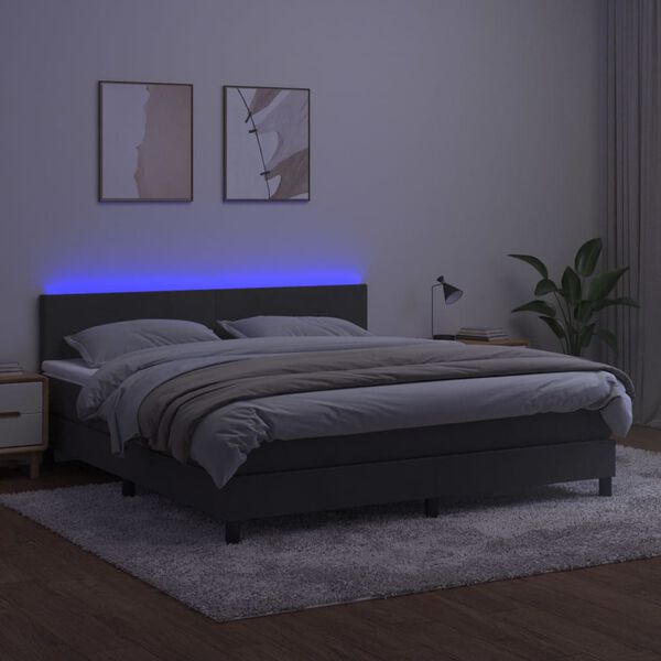 vidaXL s&ouml;t&eacute;tsz&uuml;rke b&aacute;rsony rug&oacute;s &eacute;s LED-es &aacute;gy matraccal 180x200 cm