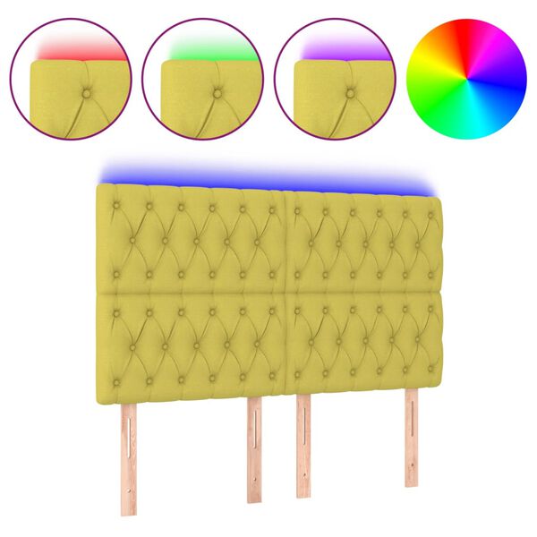 vidaXL z&ouml;ld sz&ouml;vet LED-es fejt&aacute;mla 144x7x118/128 cm