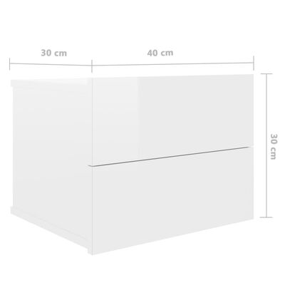vidaXL magasfényű fehér forgácslap éjjeliszekrény 40 x 30 x 30 cm