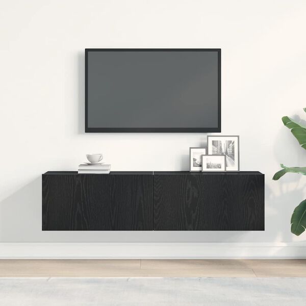 vidaXL fekete t&ouml;lgy sz&iacute;nű szerelt fa TV-szekr&eacute;ny 120x30x30,5 cm