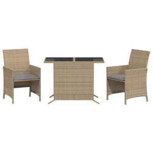 vidaXL 3 r&eacute;szes vegyes b&eacute;zs polyrattan bisztr&oacute;garnit&uacute;ra p&aacute;rn&aacute;kkal
