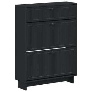 vidaXL Cipőszekr&eacute;ny EDE 78 x 24 x 103 cm Szerelt Fa Fekete