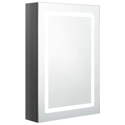 vidaXL fényes szürke LED-es tükrös fürdőszobaszekrény 50 x 13 x 70 cm