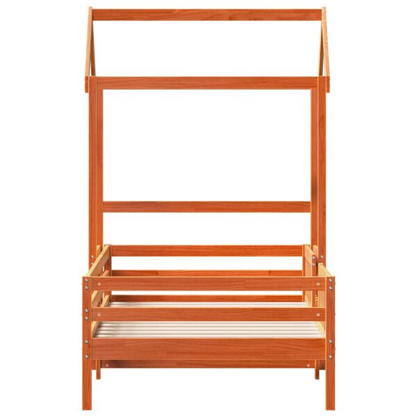 vidaXL viaszbarna t&ouml;m&ouml;r fenyőfa &aacute;gykeret tetővel 100 x 200 cm