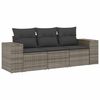 vidaXL 3 r&eacute;szes sz&uuml;rke polyrattan kerti &uuml;lőgarnit&uacute;ra p&aacute;rn&aacute;kkal