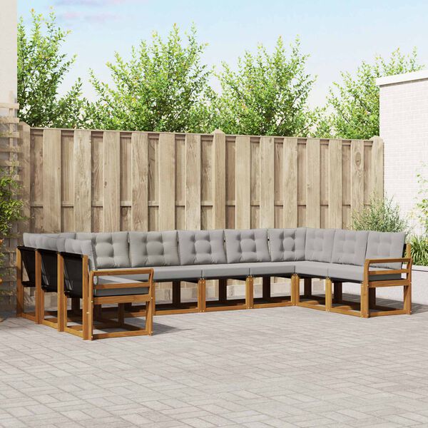 vidaXL K&uuml;lt&eacute;ri kanap&eacute; szett 10 pcs Term&eacute;szetes &eacute;s Vil&aacute;gossz&uuml;rke