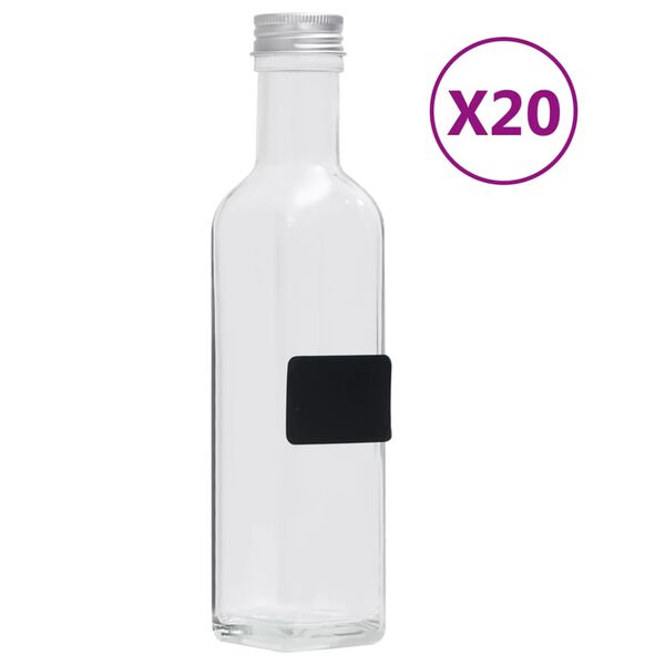 vidaXL 20 db n&eacute;gysz&ouml;gletes 250 ml-es &uuml;vegpalack csavaros kupakkal