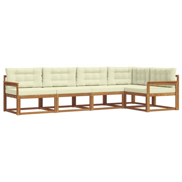 vidaXL K&uuml;lt&eacute;ri kanap&eacute; szett p&aacute;rn&aacute;val 5 pcs Term&eacute;szetes &eacute;s kr&eacute;msz&iacute;nű