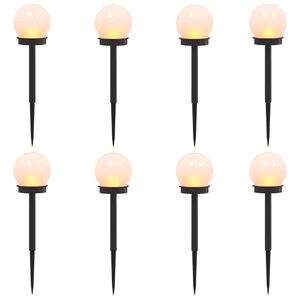 vidaXL K&uuml;lt&eacute;ri napelemes l&aacute;mp&aacute;k talppal 8 db Meleg feh&eacute;r 38,5 cm ABS