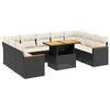 vidaXL 10 r&eacute;szes fekete polyrattan kerti &uuml;lőgarnit&uacute;ra p&aacute;rn&aacute;kkal