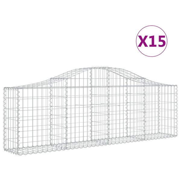 vidaXL 15 db íves horganyzott vas gabion kosár 200x30x60/80 cm
