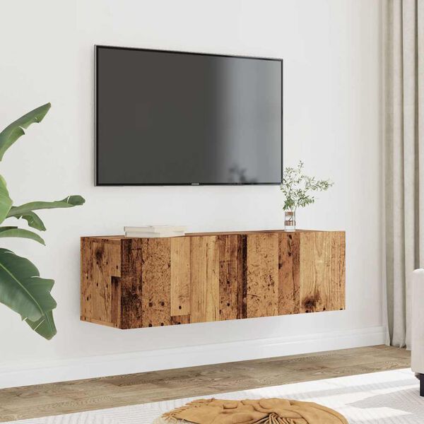 vidaXL 2 db antik fa színű falra szerelhető TV-szekrény 100x30x30 cm