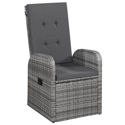 vidaXL 2 db szürke polyrattan kültéri szék párnával
