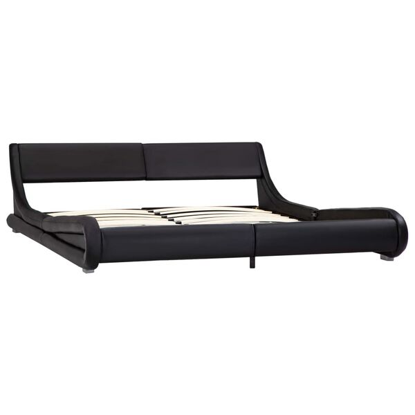 vidaXL fekete műbőr &aacute;gykeret 180 x 200 cm