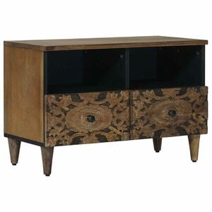 vidaXL TV szekr&eacute;ny t&aacute;rol&oacute;val Barna 70 x 33,5 x 46 cm T&ouml;m&ouml;r Mang&oacute;f&aacute;t