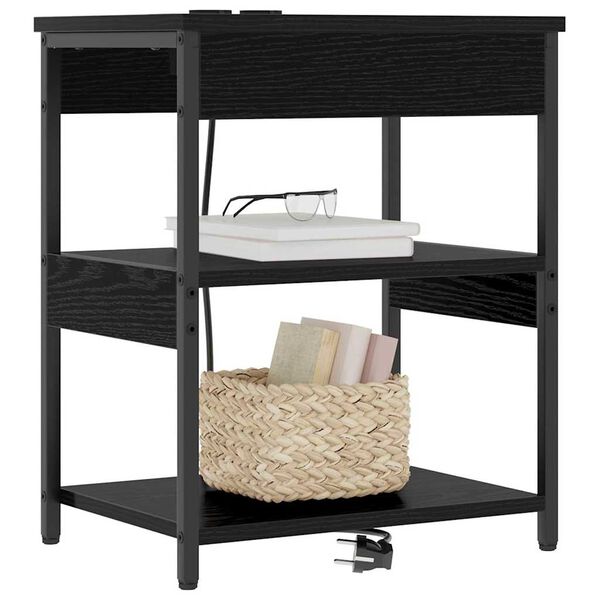 vidaXL &Eacute;jjeliszekr&eacute;ny 2 pcs Fekete t&ouml;lgy 41 x 31 x 51 cm Faanyag