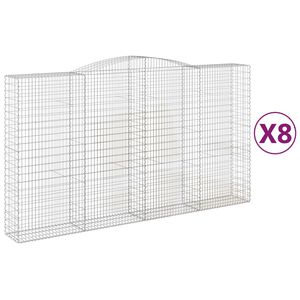 vidaXL 8 db &iacute;ves horganyzott vas gabion kos&aacute;r 400x50x220/240 cm