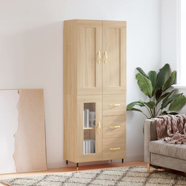 vidaXL sonoma t&ouml;lgy szerelt fa magasszekr&eacute;ny 69,5 x 34 x 180 cm