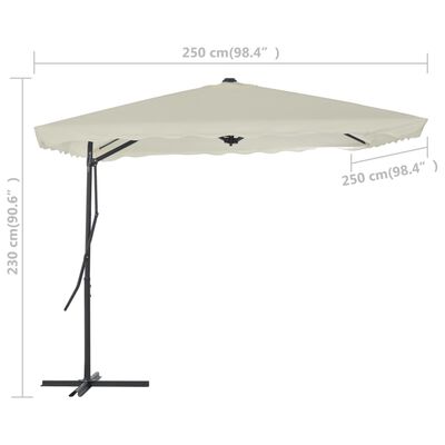 vidaXL homokszínű kültéri napernyő acélrúddal 250 x 250 cm