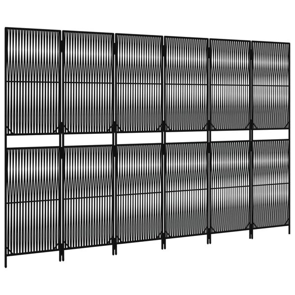 vidaXL fekete 6-paneles polyrattan térelválasztó