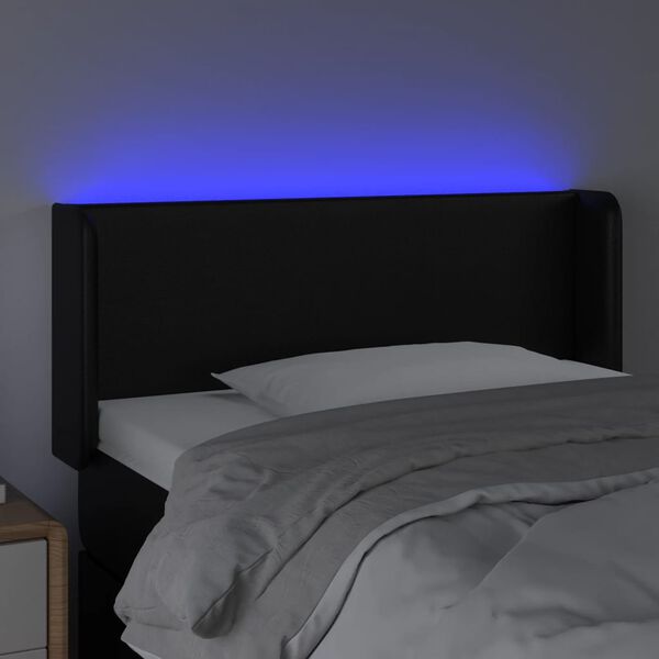 vidaXL fekete műbőr LED-es fejt&aacute;mla 93 x 16 x 78/88 cm