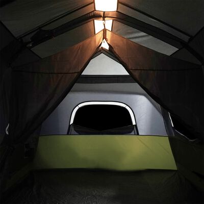 vidaXL 9 személyes világoszöld gyorskioldó LED-es családi sátor
