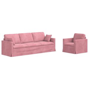 vidaXL Kanap&eacute; Szett 2 pcs R&oacute;zsasz&iacute;n 228 x 78 x 80 cm B&aacute;rsony