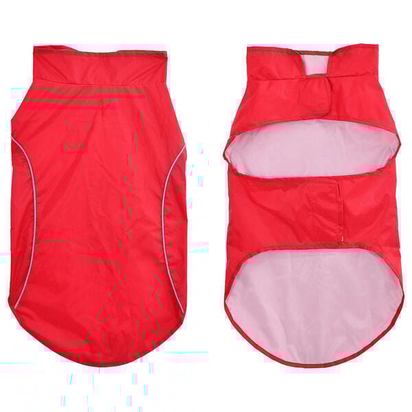 vidaXL piros poli&eacute;szter kutya esőkab&aacute;t f&eacute;nyvisszaverő cs&iacute;kokkal L
