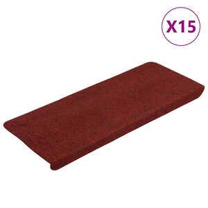 vidaXL 15 db piros &ouml;ntapad&oacute; l&eacute;pcsőszőnyeg 65x24,5x3,5 cm