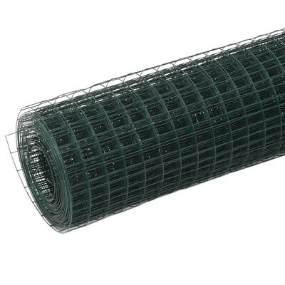 vidaXL zöld PVC-bevonatú acél csirkeháló drótkerítés 10 x 0,5 m