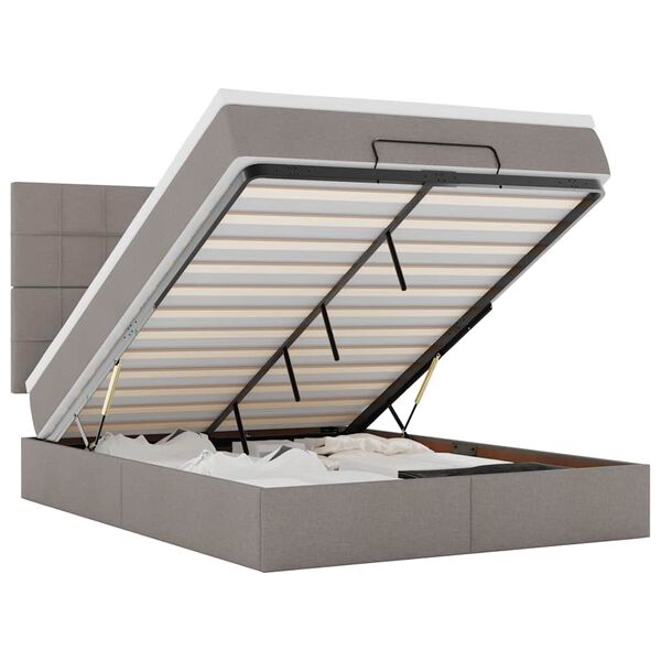 vidaXL Oszmán ágykeret matraccal tópszín 140x200cm szövet