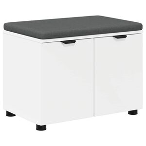 vidaXL Előt&eacute;r pad p&aacute;rn&aacute;val Feh&eacute;r 60 x 38 x 46 cm Műanyag Fa &eacute;s Sz&ouml;vet