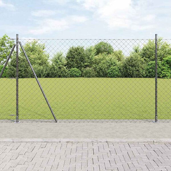vidaXL Ker&iacute;t&eacute;soszlop Sz&uuml;rke 25 x 1,5 m (60 x 60 mm r&aacute;cs) Ac&eacute;l