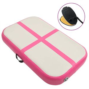 vidaXL r&oacute;zsasz&iacute;nű PVC felf&uacute;jhat&oacute; tornamatrac pump&aacute;val 60 x 100 x 15 cm