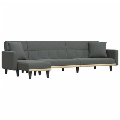 vidaXL sötétszürke L-alakú szövet kanapéágy 275x140x70 cm