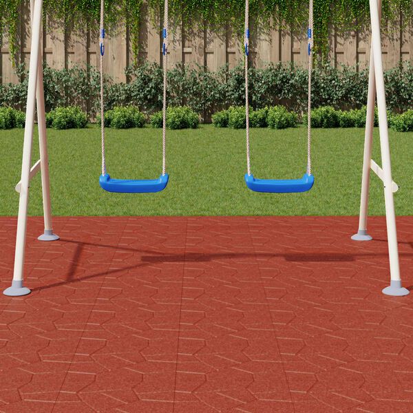 vidaXL L&eacute;pőkő 6 pcs Piros 40,5 x 40,5 x 2 cm Gumi