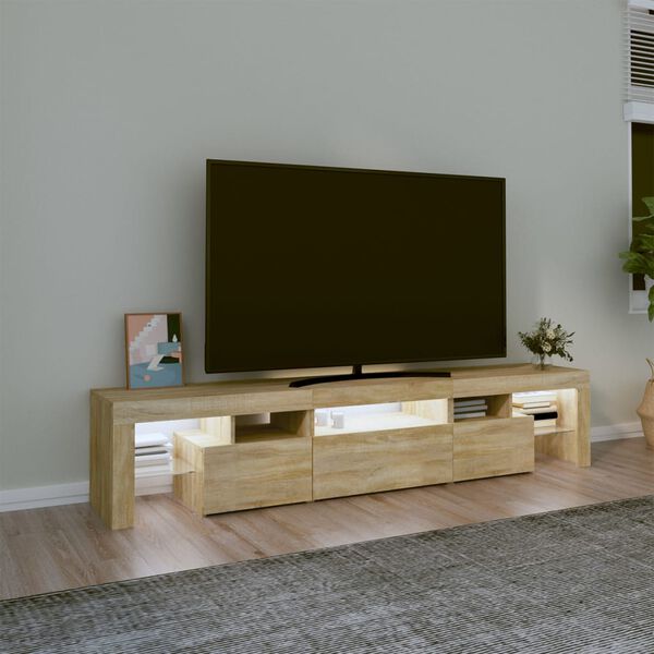 vidaXL sonoma tölgy színű TV-szekrény LED-lámpákkal 200x36,5x40 cm