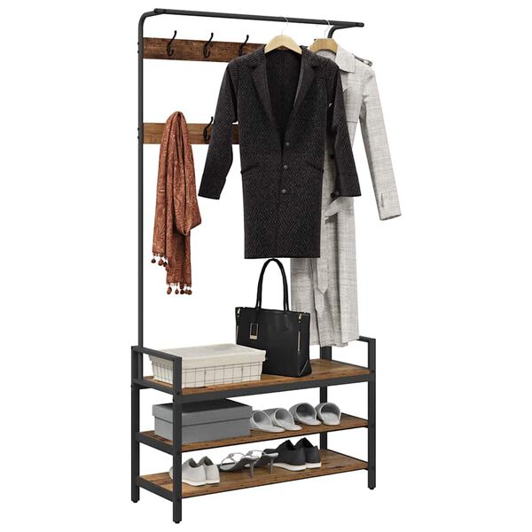 vidaXL Kab&aacute;thorog polcokkal t&aacute;rol&oacute;val &Ouml;reg fa 95 x 34 x 184 cm Faanyag